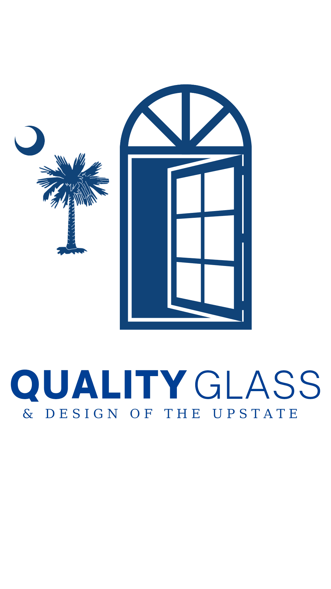 Window and palm tree Upstate South Carolina logo.